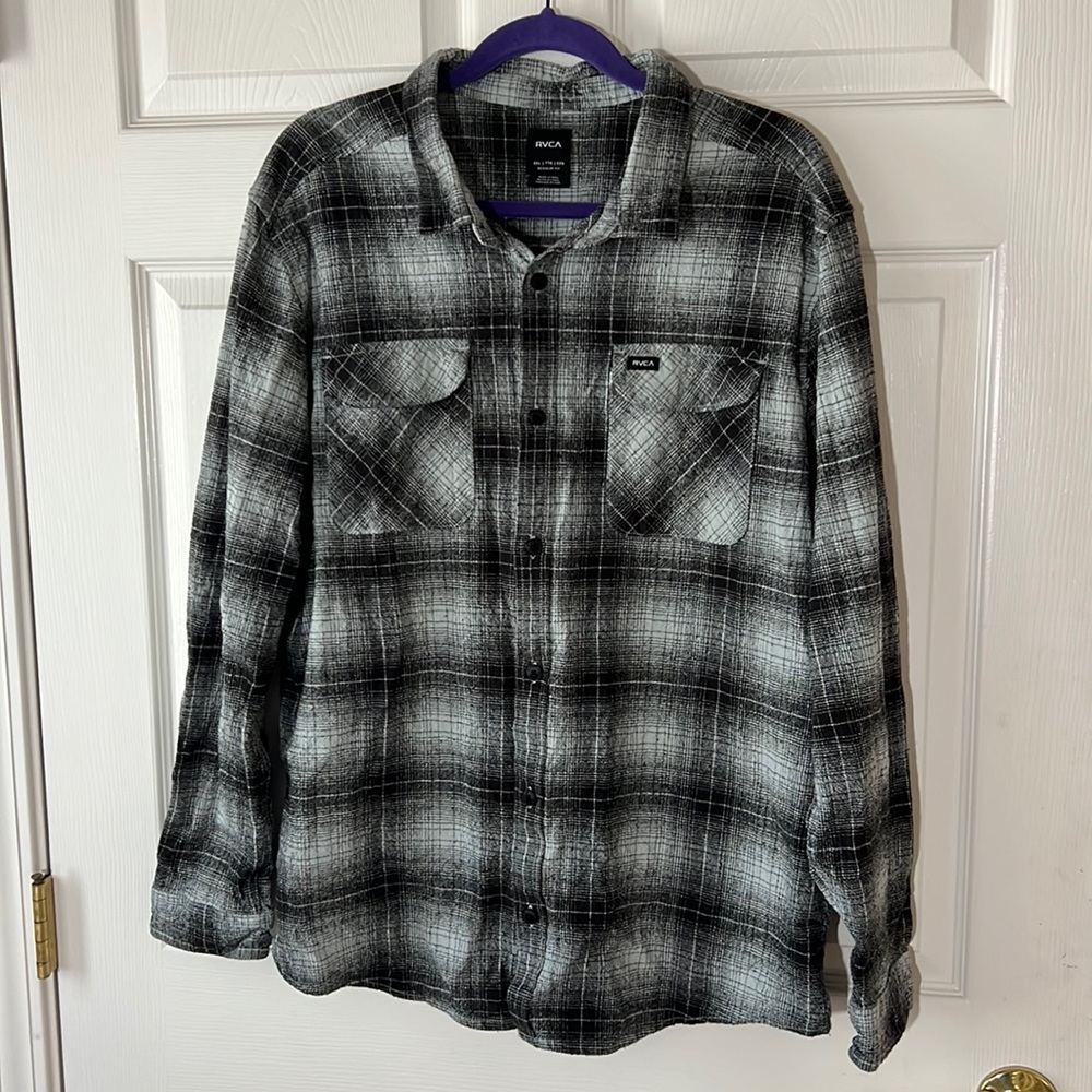 RVCA Plaid Button Down Mid-weight Cotton Shirt Jacket, Sz‎ XXL